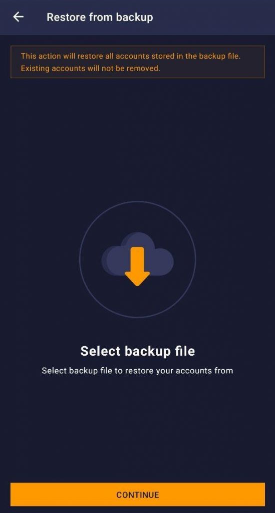 Select Backup file