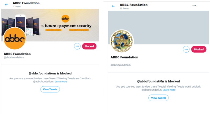 Fake ABBC Twitter accounts