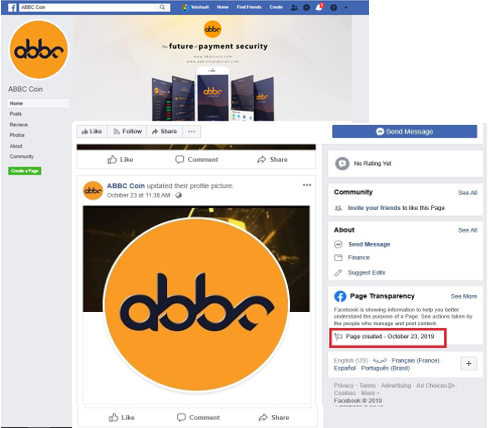 Fake ABBC Coin page
